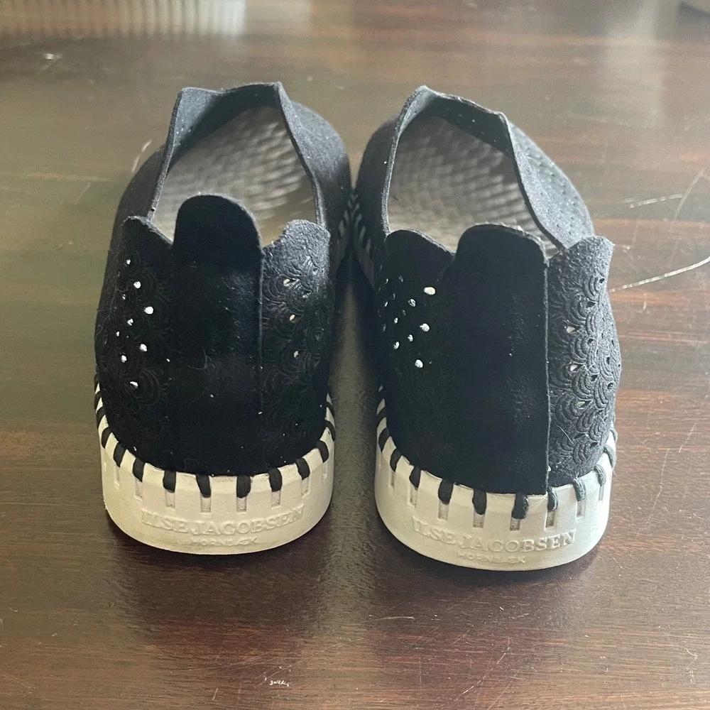 Ilse Jacobsen Tulip 139 Black Perforated Slip On Sneakers Women 39 EU / 8.5 US‎